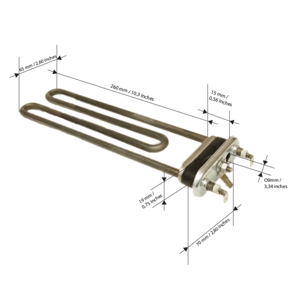 2300W Heating Element with NTC Sensor hole 9mm Size Details